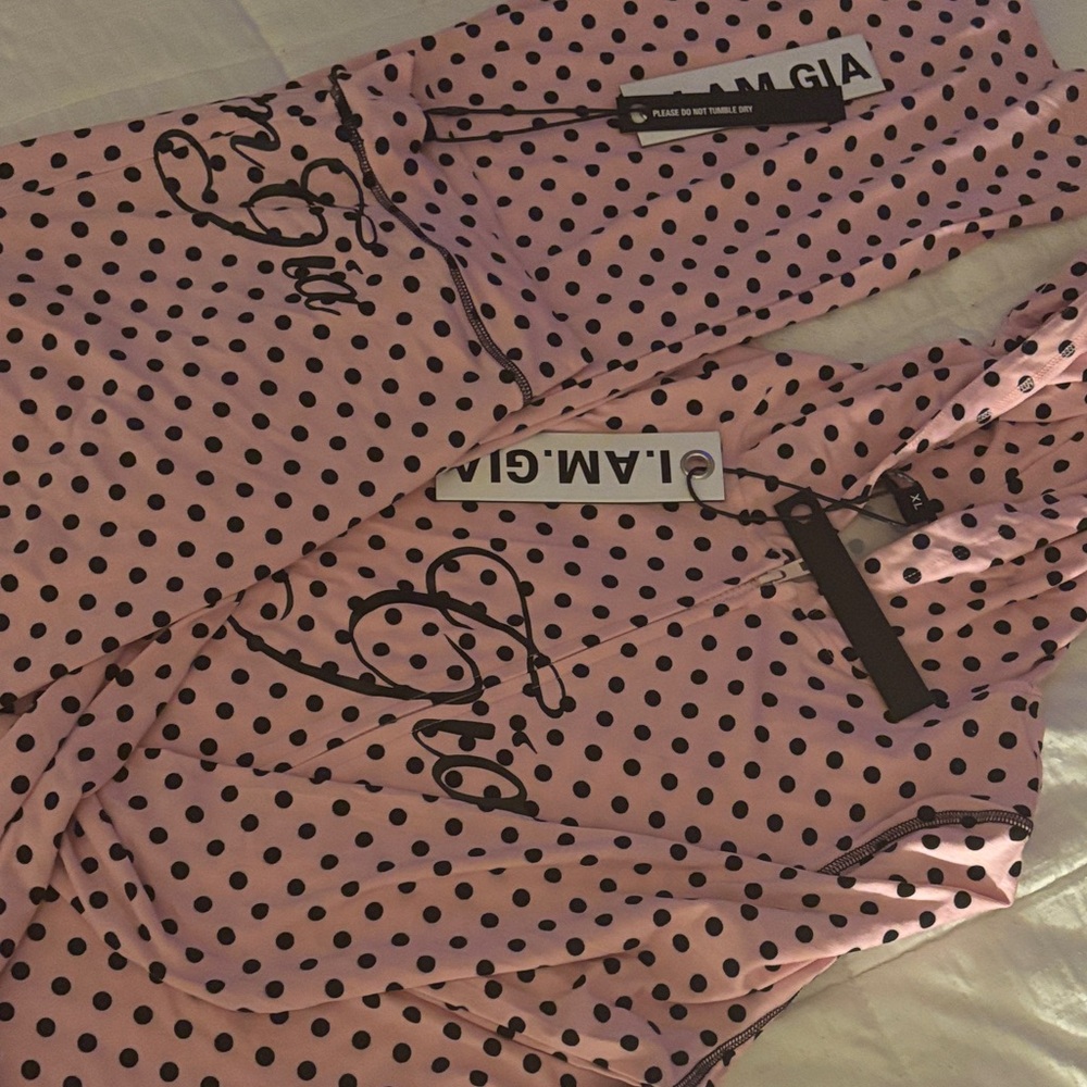 I.AM.GIA Pink Polka Dot Top